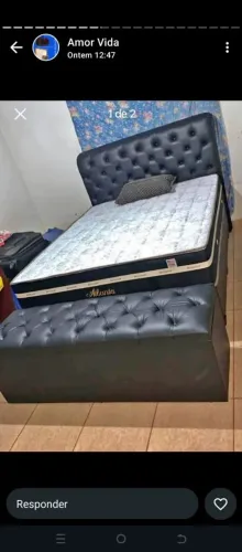 Cama box casal completa com baú e recamier e cabeceira