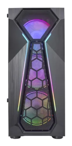 Gabinete Gamer K-mex Warlock Cg-a1d4 Led Rgb E Lateral Vidro Cor Preto