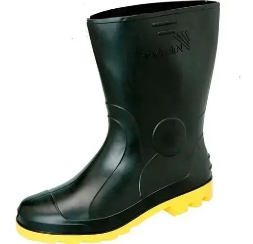9 Pares de Botas Galochas Impermeável Preta Amarela Cano Médio