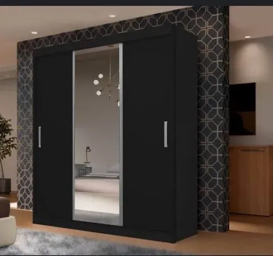 Guarda roupa casal com espelho Preto 