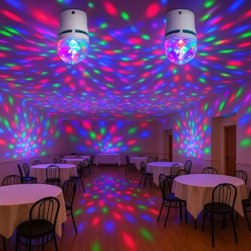 Lâmpada giratória para festa led colorido