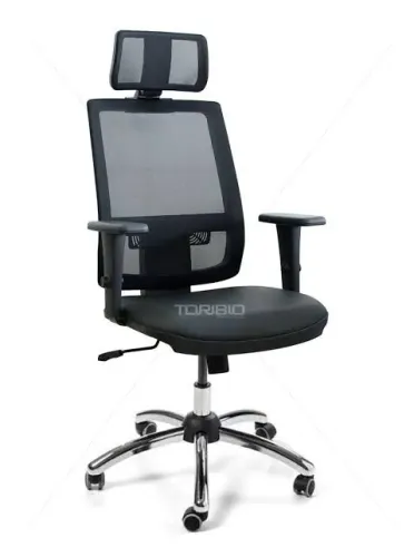 Cadeira presidente Brizza base cromada plaxmetal 
