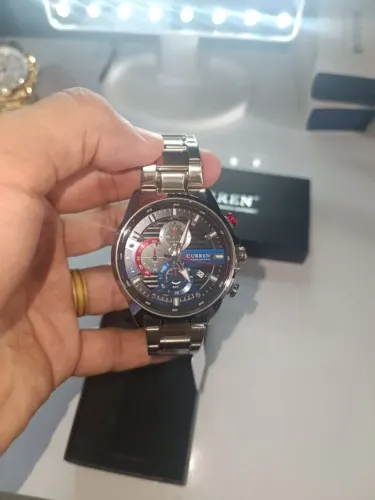 Relógio Curren Cronógrafo Funcional Aço Inox - Esportivo, Original e Novo Modelo 8415