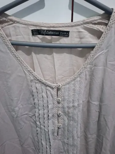 Vestido Túnica Zara Woman Collection Bege Feminino