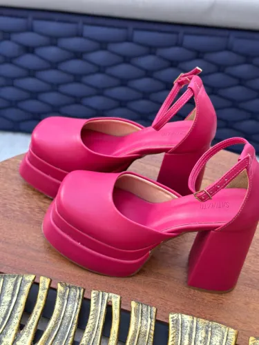Sapato Plataforma Feminino Pink Satinato
