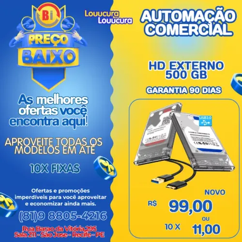 Hd Externo Portatil SLIM 500GB Usb 3.0 Para Notebook PC Tv + Cabo Usb