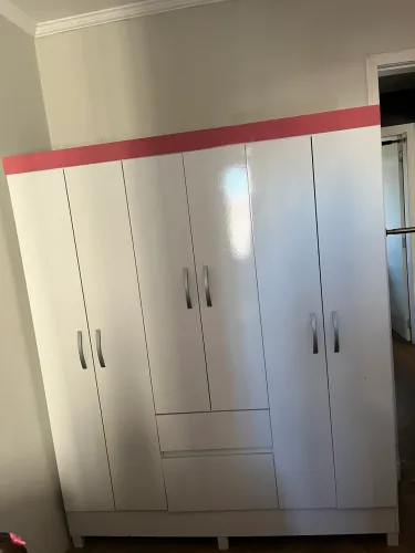 GUARDA ROUPA 6 portas 2 gavetas branco / rosa