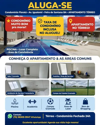 Alugo apartamento condomínio florata