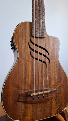 Uke Bass U-30 Akahai Uke Bass, modelo da série UB-30, com capa.