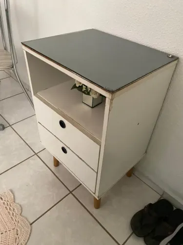 Criado Mudo Tampo de Vidro