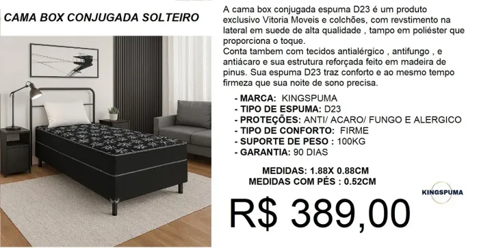 Cama Box Conjugada Solteiro