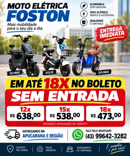 Moto Elétrica no Boleto e sem Entrada