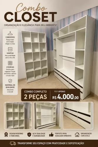 ? Closet Completo Branco MDF Promoção