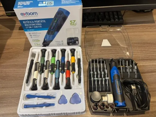 Kit Micro Retífica + Ferramentas Exbom