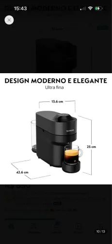 Cafeteira Nespresso Vertuo pop 4 meses de uso 