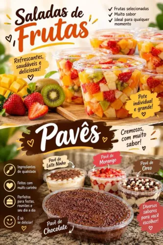 Tortas doces e salgados, pavês