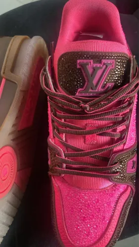 Tênis Inspired LV Feminino Pink com Strass