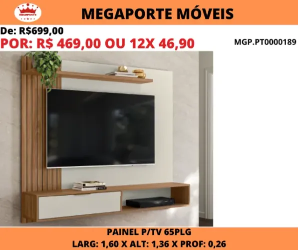 Painél Berlim 1,60 para Tv até 65 Plg