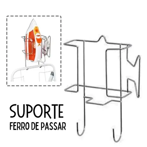 Suporte Ferro de Passar Porta Tabua Cromado Organização Casa Lavanderia _ CS373