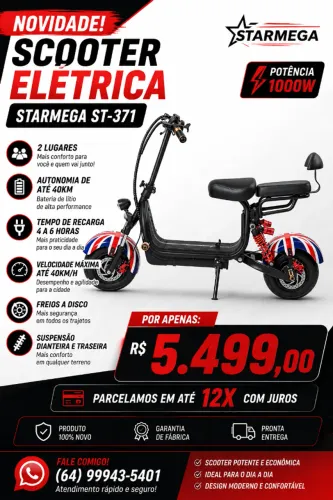 SCOOTER ELÉTRICA STARMEGA ST-371 1000W