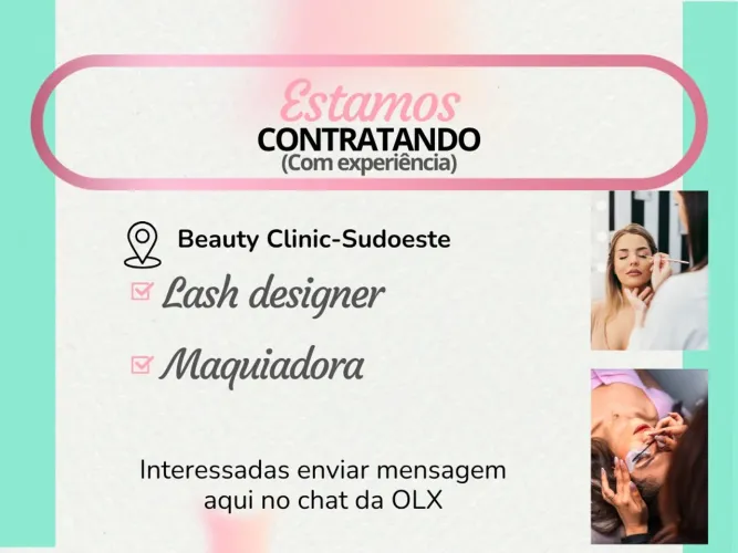Vaga lash designer/ extensionista de cílios/ maquiadora