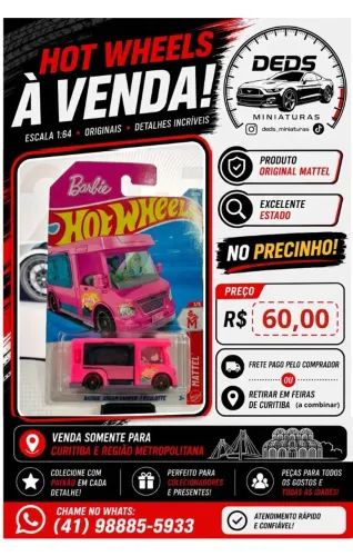 HotWheels - Barbie Dream Camper - Original Mattel (Novo no Blister)