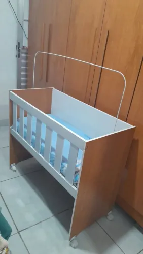 Mini berço com colchão Multiuso 5x1 Branco/Amadeirado