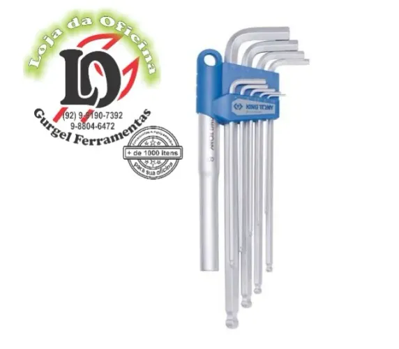 Jogo ALLEN ( hexa) tipo L extra longa abaulada com 8 pcs de 2 a 10mm - King Tony