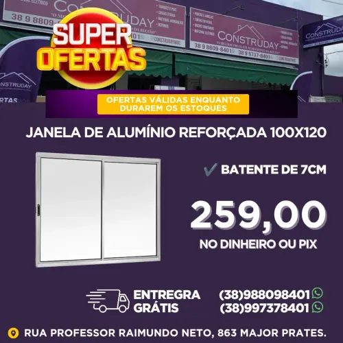 Janelas de Alumínio Extra Forte 100x120 Sem Grade