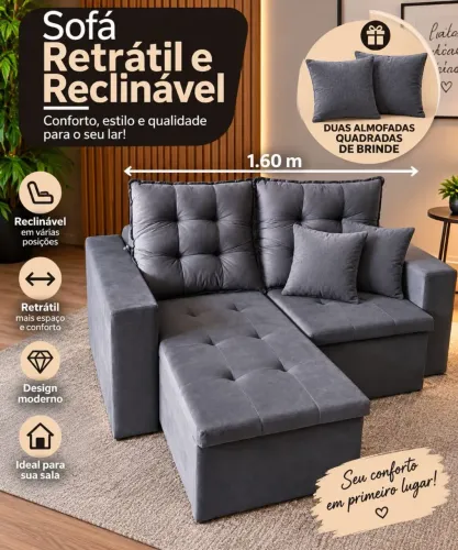 Promoção - Sofá Retrátil de 2 lugares na Promoção
