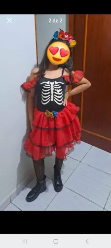 VENDO FANTASIA INFANTIL CAVEIRA MEXICANA TAMANHO 14 USADA 1 VEZ