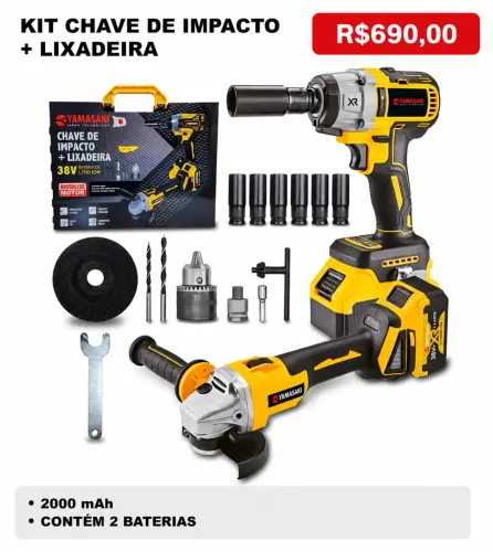 Kit lixadeira angular e chave de impacto sem fio
