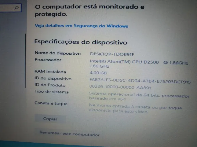 Notebook Philco 4gb ram e 320gb HD
