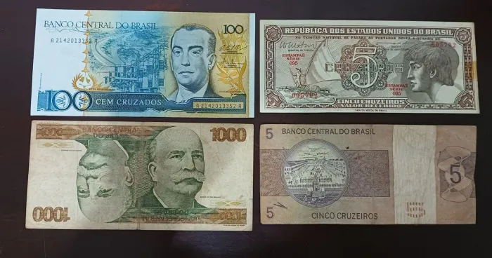 Lote de 4 Cédulas Antigas do Brasil (Colecionismo)