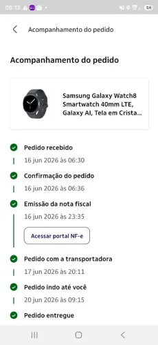 Samsung Galaxy watch8 smartwatch 40mm LTE, tela em cristal de zafira grafite, 32GB