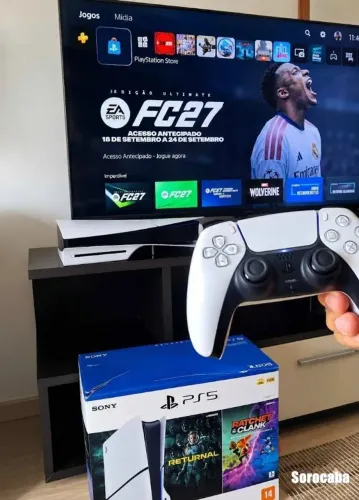 PS5 Slim 1TB com Leitor + 2 Jogos + DualSense | Completo e Impecável