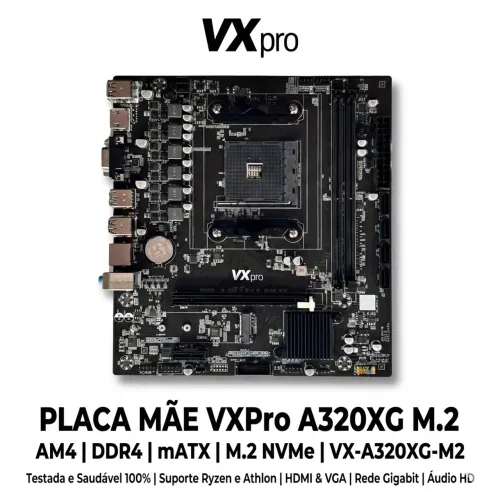 Placa Mãe AMD AM4 NVMe DDR4 A320XG VXPro mATX (VX-A320XG-M2)