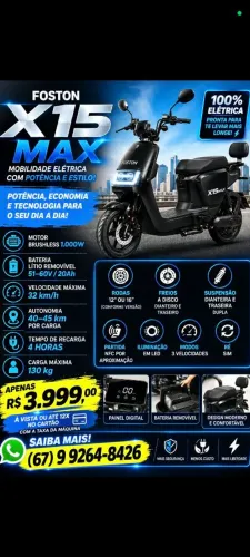 *?MOTO ELÉTRICA FOSTON X15 NOVA BATERIA DE LÍTIO 1000W A MAIS TOP DA CATEGORIA ?