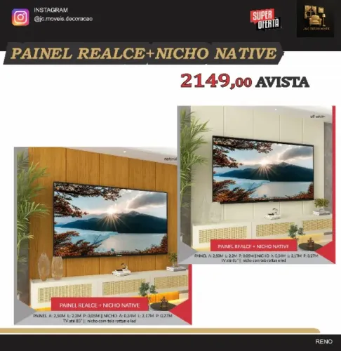 PAINEL REALCE E NICHO NATIVE COM LED