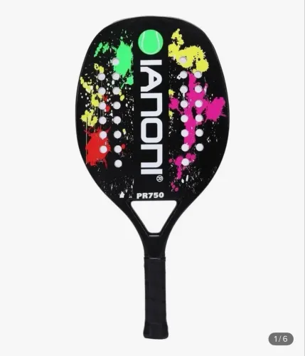 Raquete Beach Tennis Ianoni Fibra Carbono Profissional Pr750 Cor Preto
