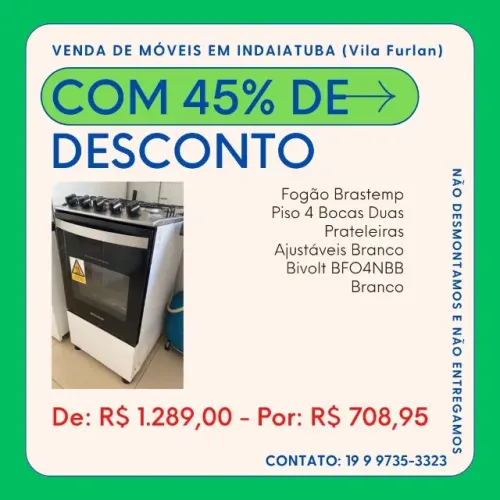 Fogão Brastemp Piso 4 Bocas Duas Prateleiras Ajustáveis Branco Bivolt BFO4NBB Branco
