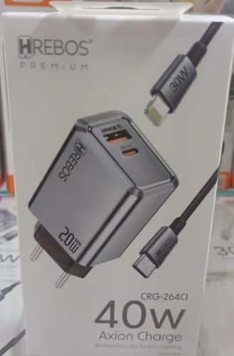 Carregador iPhone Turbo 40w HREBOS original