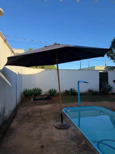 Ombrelone para piscina, estrutura de madeira maciça