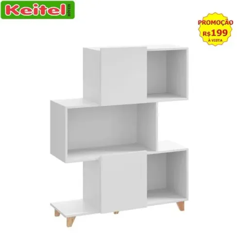 Estante Aurora 3 andares Com Nichos Cor Branco - 1005 -