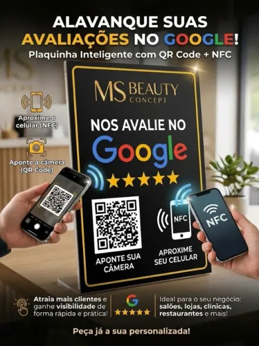 Plaquinha de Avaliação Google Inteligente (NFC + QR Code) - Personalizada