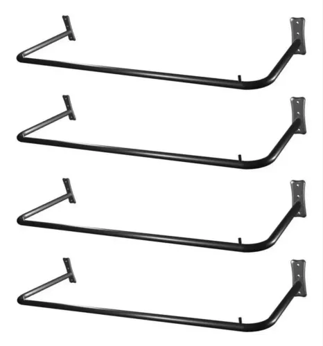 Kit com 4 araras de parede preta de 1 metro cada