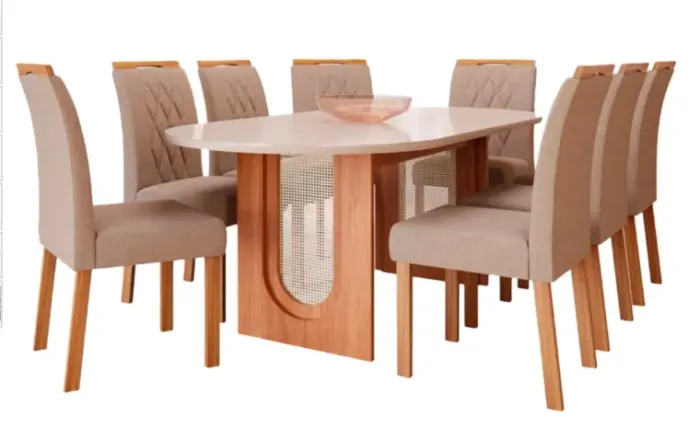 Conjunto Mesa Valentina e 8 Cadeiras