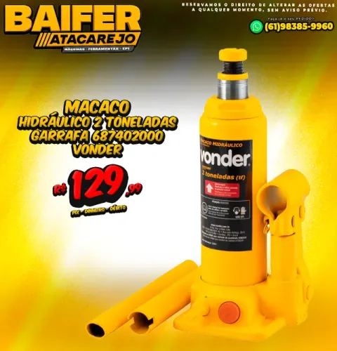 Macaco Hidráulico 2 Toneladas Garrafa 687402000 Vonder