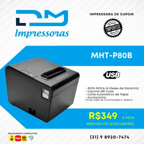 Impressora Termica de Cupom MHT-P80 (06 Meses Garantia)