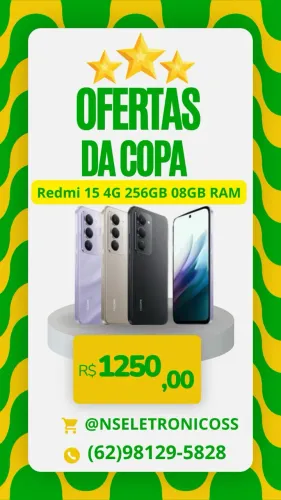 Redmi 15 4G 256GB 08RAM NOVO + ENTREGAMOS GRÁTIS